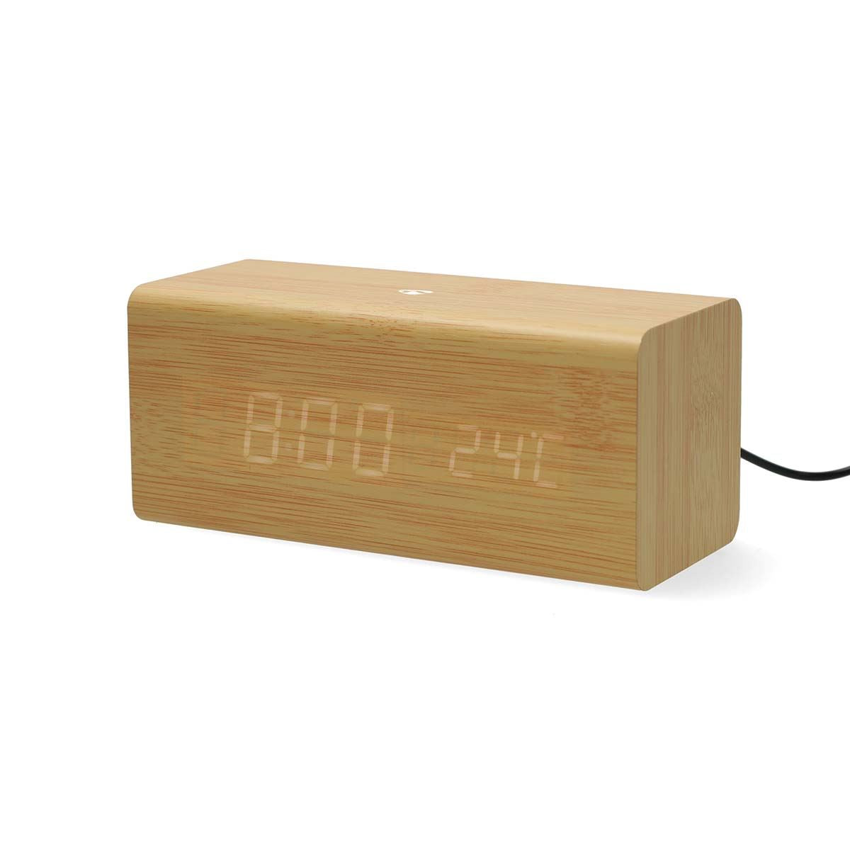 NEDIS - Radio-réveil FM numérique finition bois - CLAR3004BN