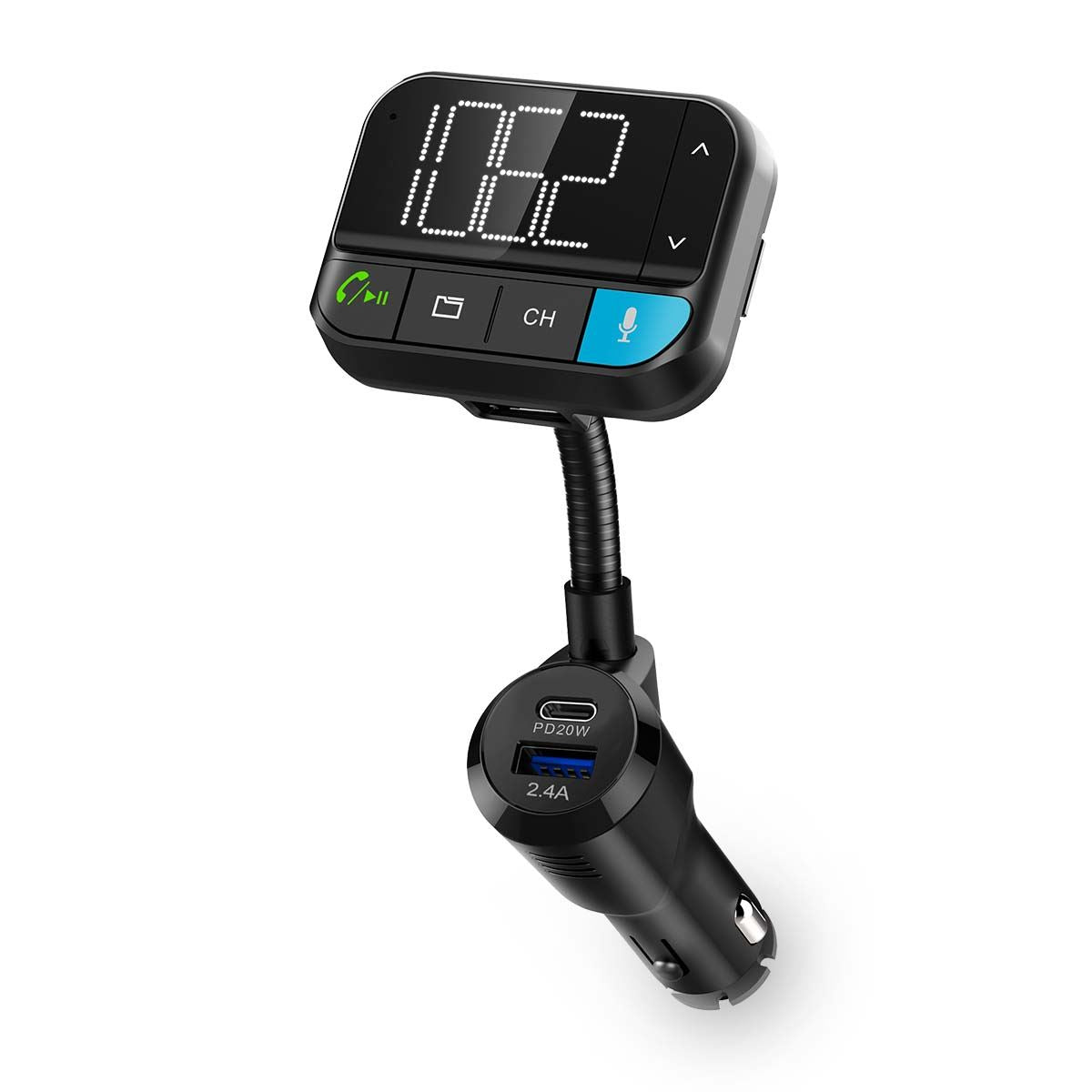 NEDIS - Transmetteur FM Bluetooth pour voiture PD 20 W / QC 3.0 - CATR1024BK