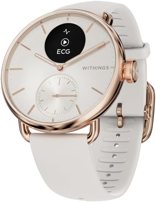 WITHINGS - Montre connectée hybride - ScanWatch 2 38 mm Rosegold / Blanc