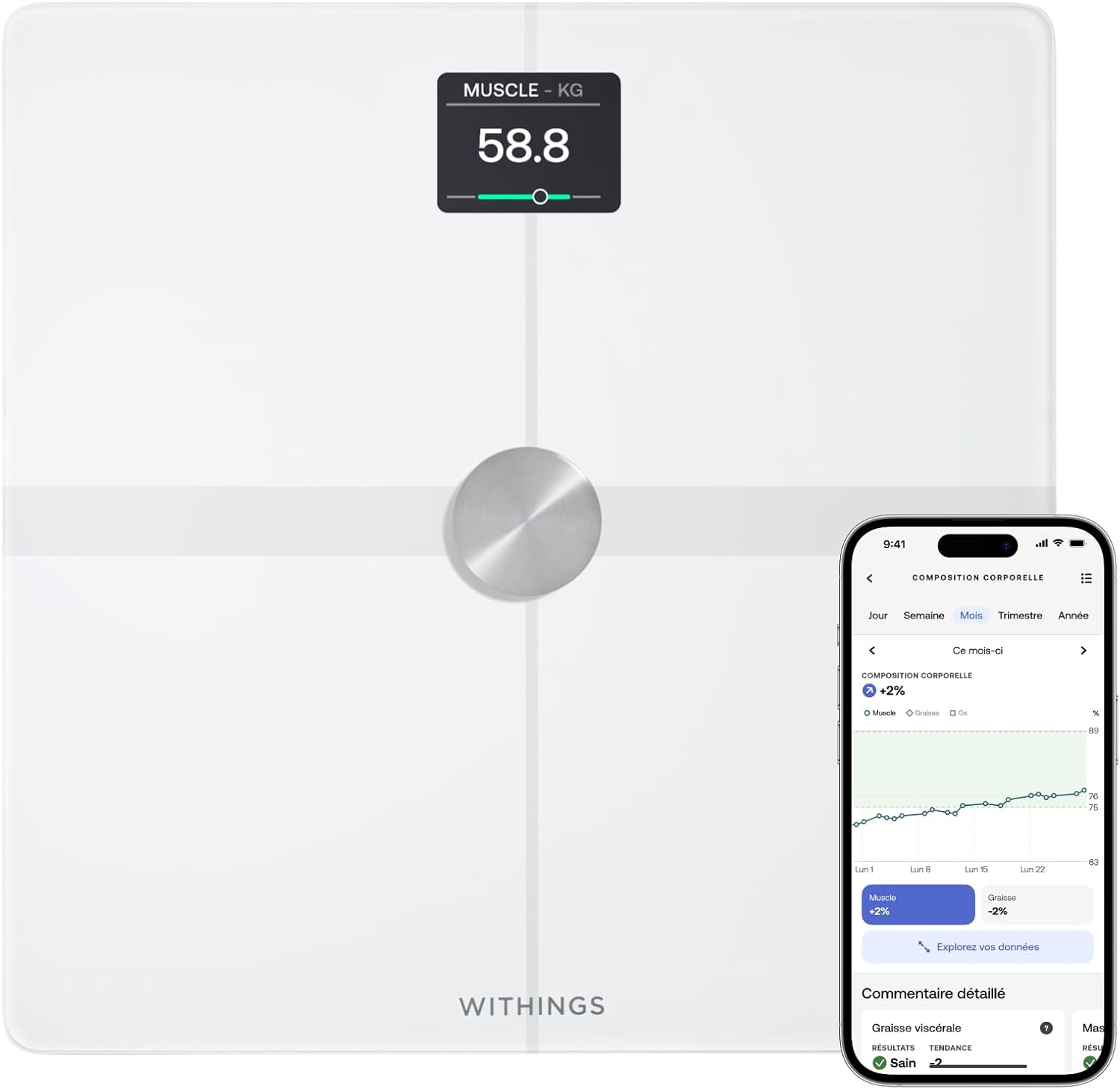 WITHINGS - Balance connectée - Body Smart Beige/Blanc