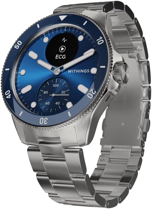 WITHINGS - Montre connectée hybride - ScanWatch Nova 39 mm Bleu / Argent