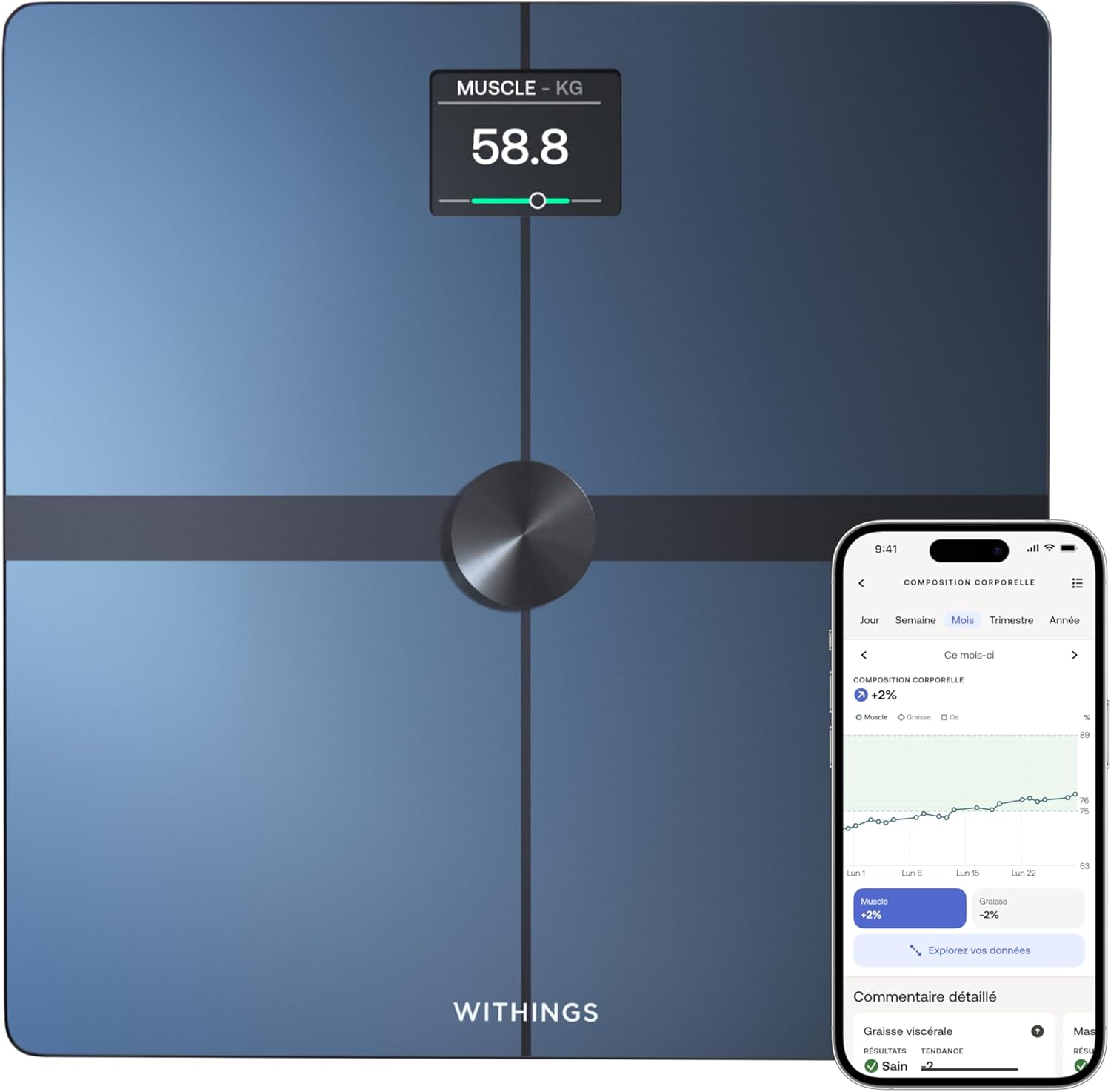 WITHINGS - Balance connectée - Body Smart Bleu/Gris