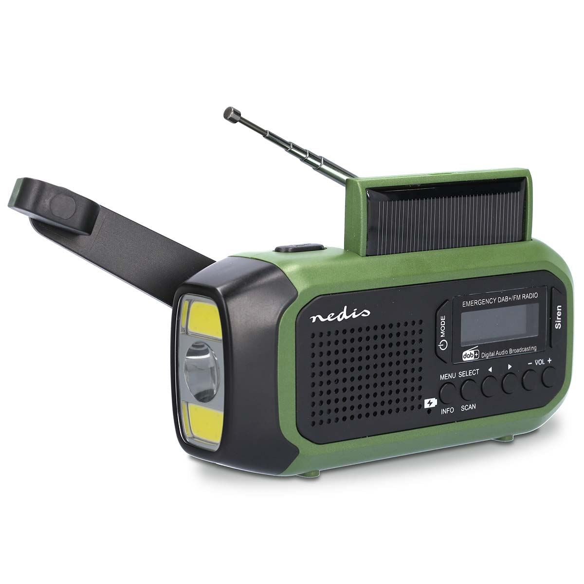 NEDIS - Radio d'urgence DAB+/FM solaire à manivelle - RDDBCR2000GN