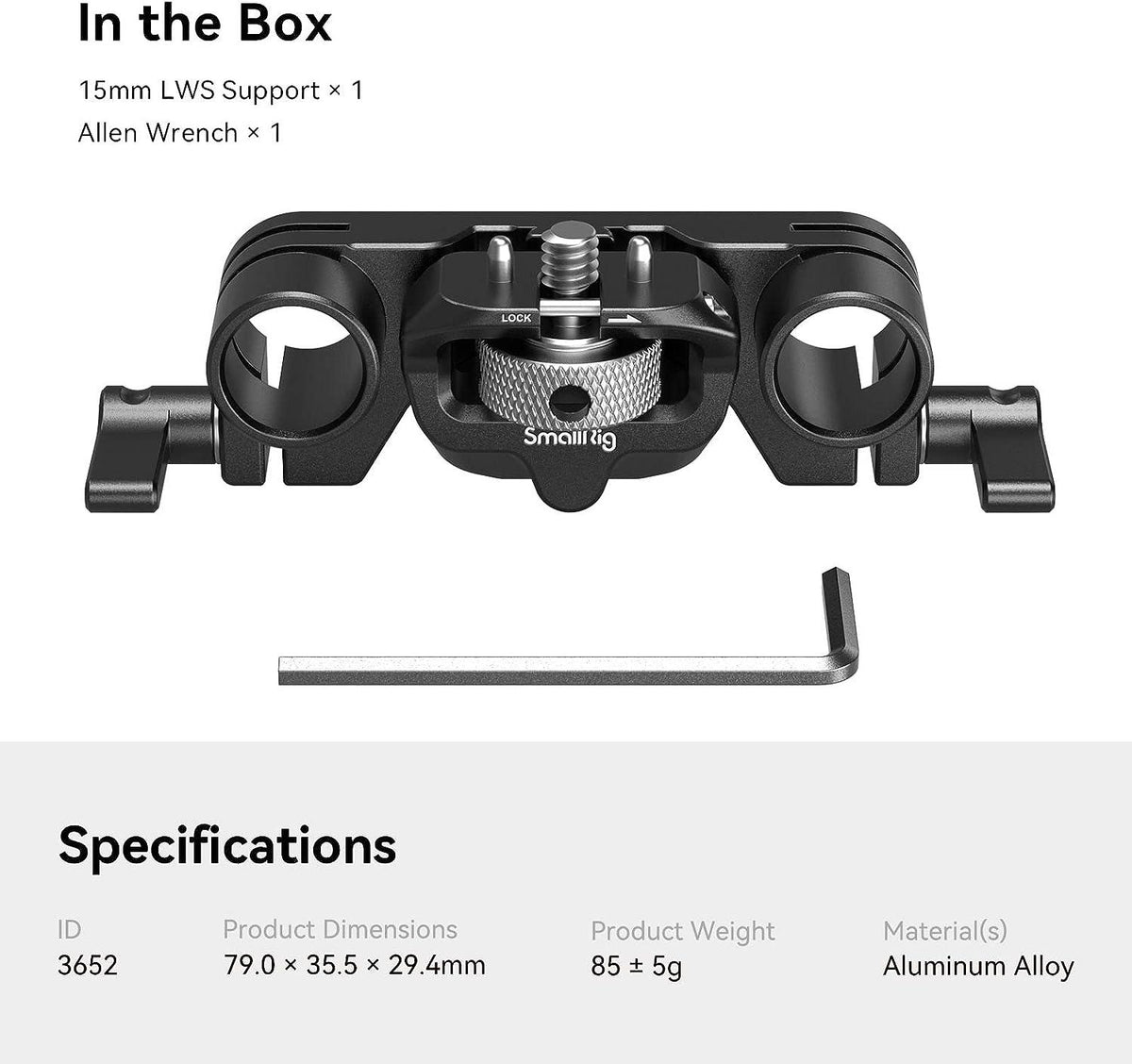 SmallRig 3652 15mm LWS Support - vue 2
