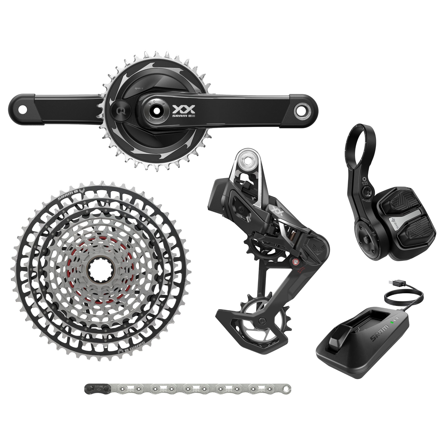 SRAM - Groupe transmission - XX SL Eagle Transmission AXS T-Type D1 avec pédalier à wattmètre Noir